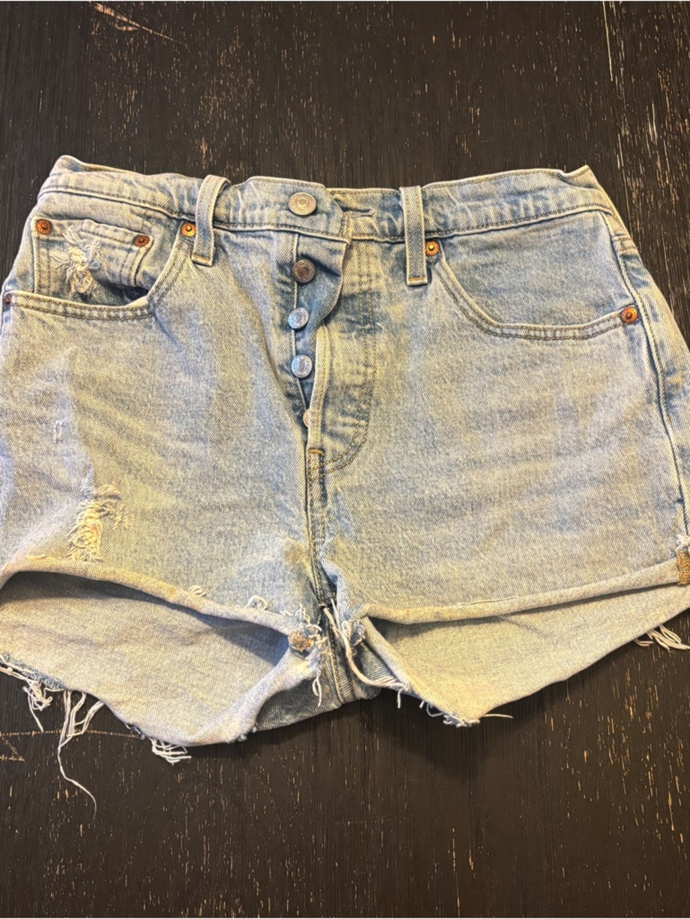 Levi’s Buttonfly Raw Hem Jean Shorts size 27